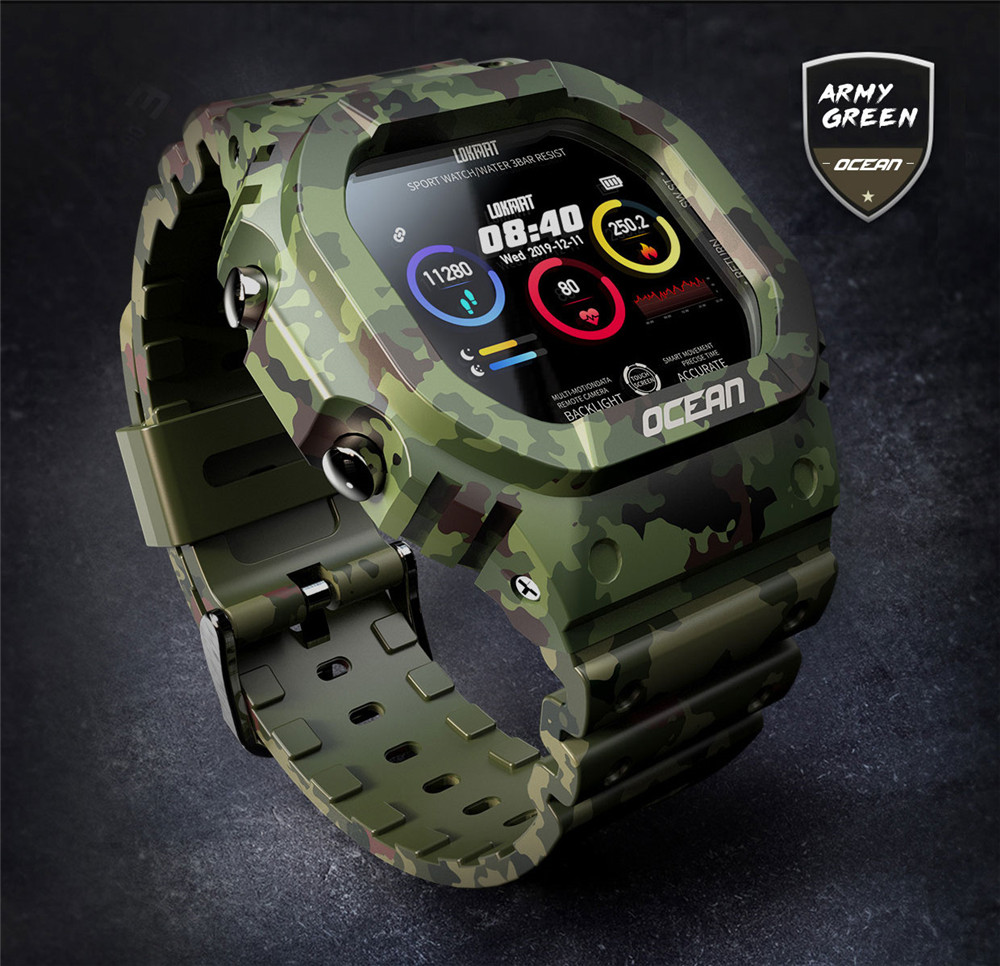 LOKMAT OCEAN Bluetooth Smartwatch 1.14 inch TFT Touch Screen Heart Rate Blood Pressure Monitor 5 ATM Water-Resistant 170mAh Battery - Blue