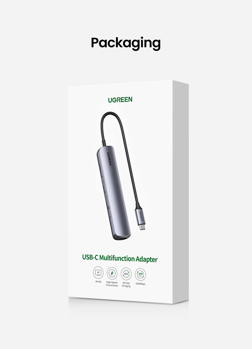 Ugreen Type USB C Hub USB C 3.1 to 4K HDMI RJ45 PD 100W Charge OTG Adapter USB C Dock for MacBook Air Pro 2020 USB 3.0