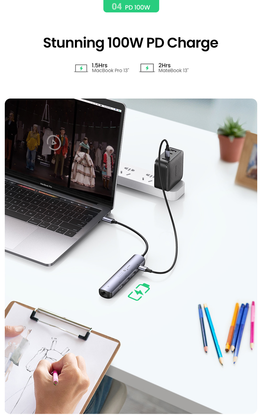 Ugreen Type USB C Hub USB C 3.1 to 4K HDMI RJ45 PD 100W Charge OTG Adapter USB C Dock for MacBook Air Pro 2020 USB 3.0