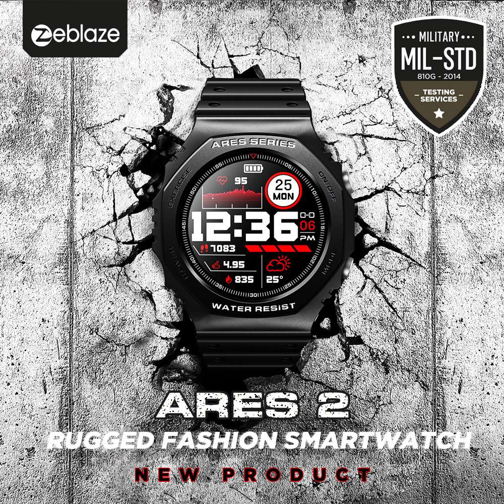 Zeblaze Ares 2 Bluetooth Smartwatch 1.09 inch Touch Screen Heart Rate Blood Pressure Monitor 50M Water-Resistant 260 mAh Battery 45 Days Standby Time - Blue