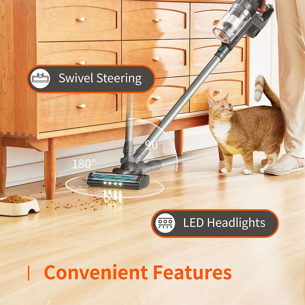 Ultenic U11 Pro Cordless Vacuum Cleaner 350W 26KPa Suction 3 Adjustable Modes 2200mAh Battery Air Cooling Technology LED Display Removable Battery - Gray