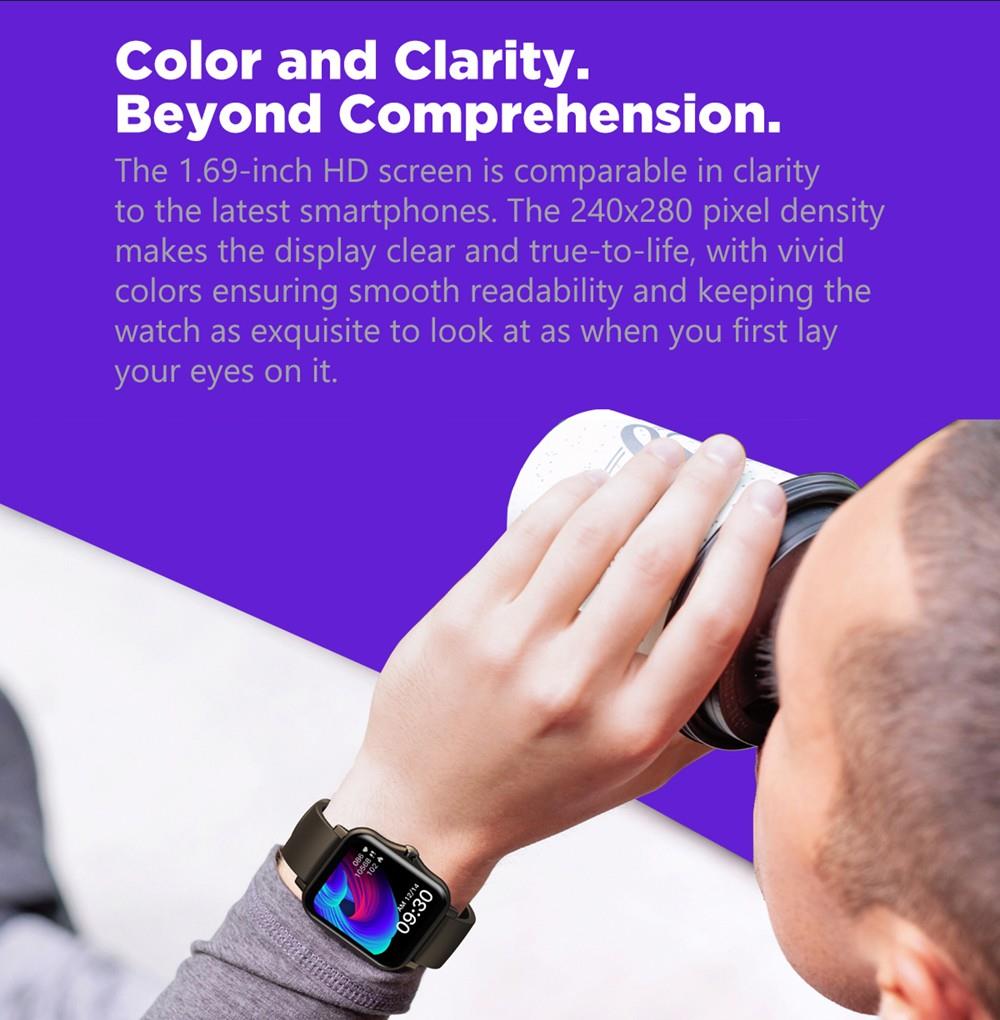 Zeblaze GTS 2 1.69 Inch Bluetooth Calling Receive/Make Call Music Player Blood Pressure Smart watch Gold