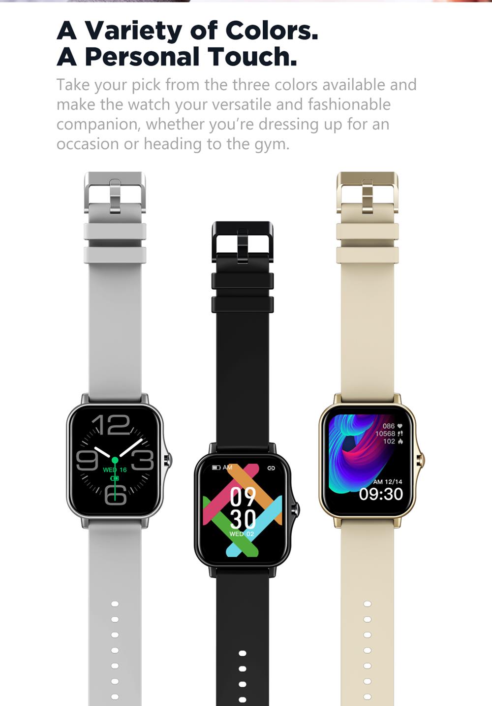 Zeblaze GTS 2 1.69 Inch Bluetooth Calling Receive/Make Call Music Player Blood Pressure Smart watch Gold