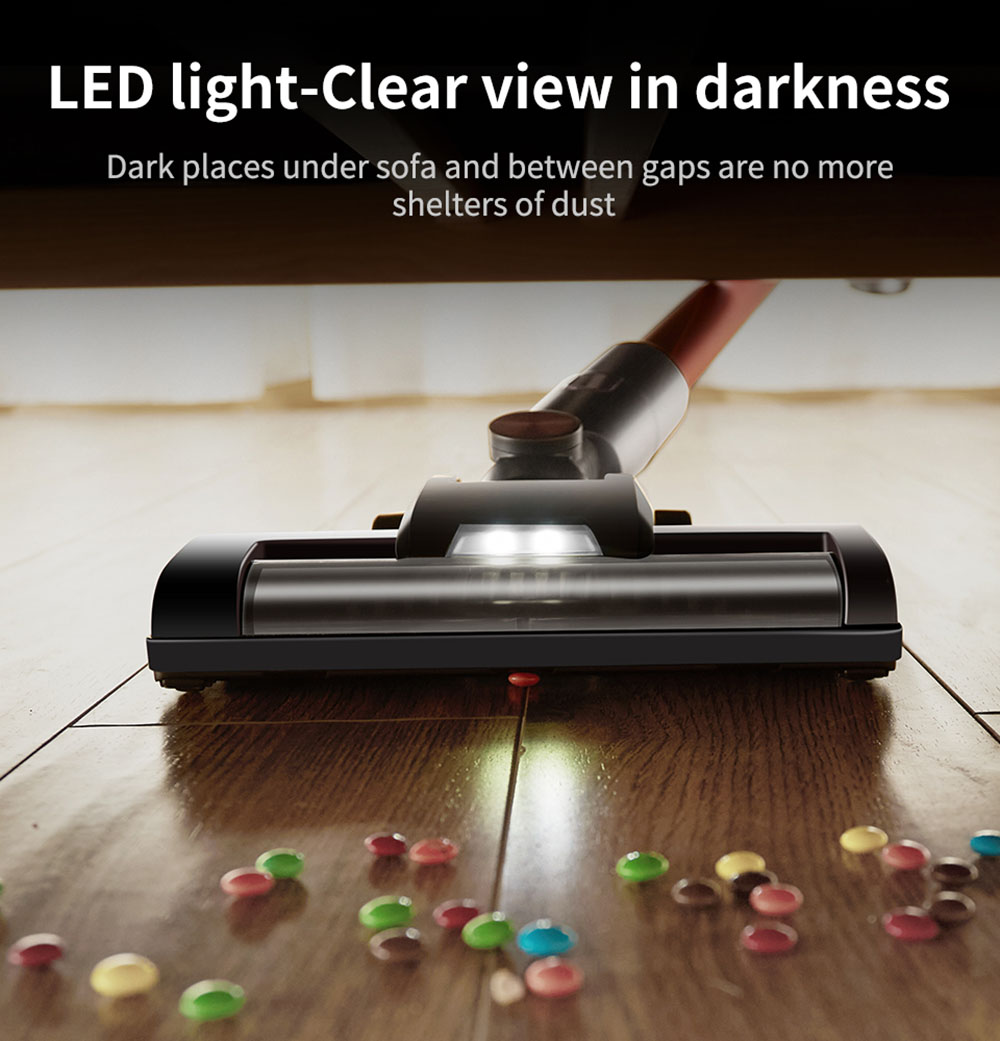 Ultenic U10 Cordless Vacuum Cleaner 25Kpa Suction 2200mAh Battery 35Mins Runtime Intelligent Dust Sensor Removable Battery with LED Lamp - Red