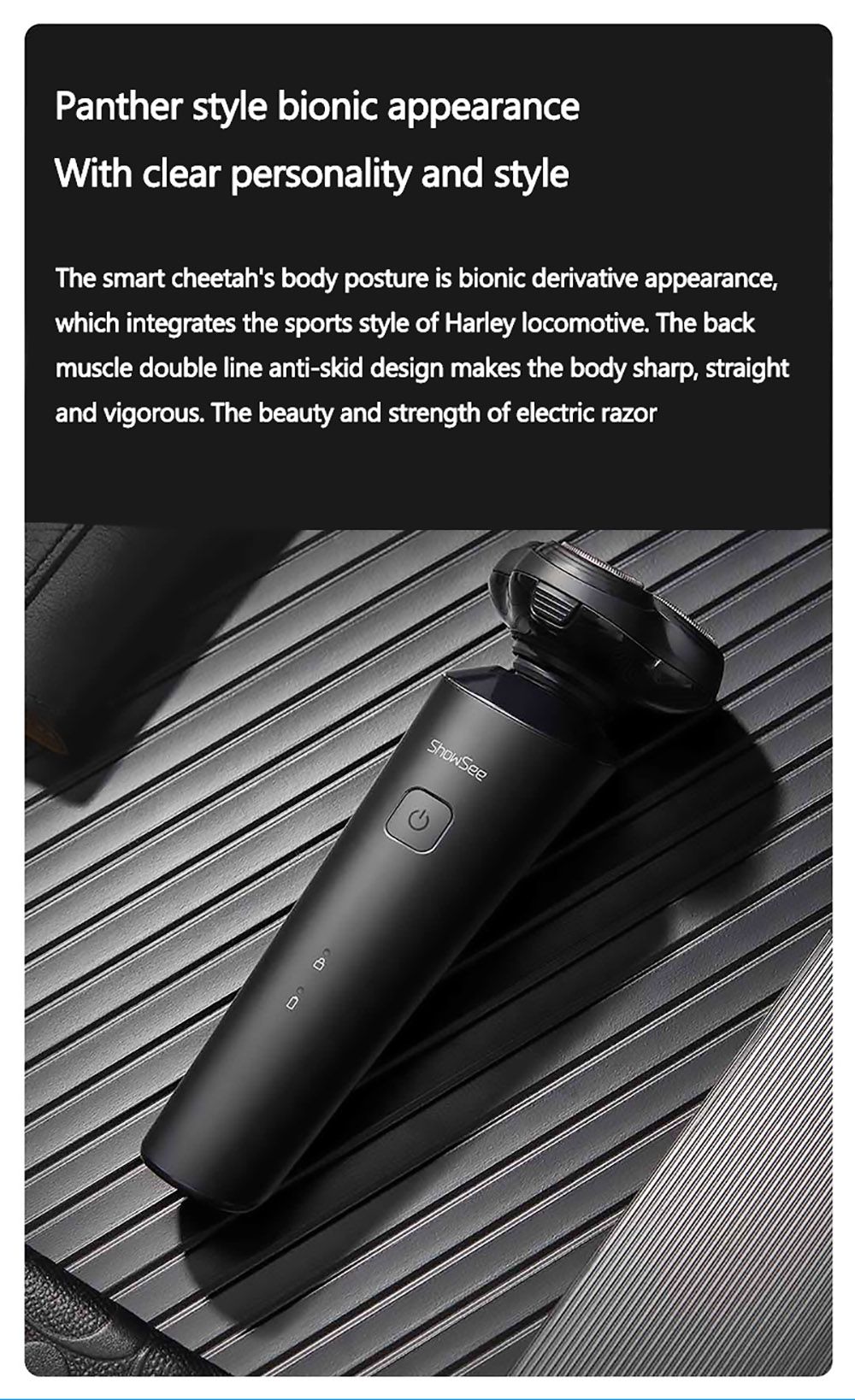 Xiaomi ShowSee F303-BK Electric Shaver 500W Strong Power Noise-Reducing Omnidirectional Floating - Black