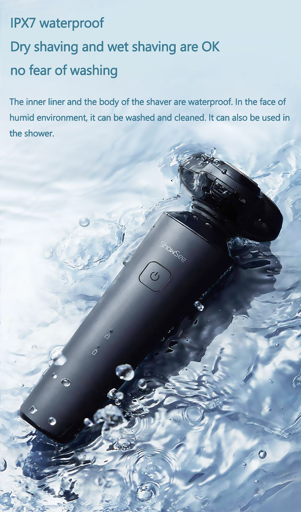 Xiaomi ShowSee F303-BK Electric Shaver 500W Strong Power Noise-Reducing Omnidirectional Floating - Black