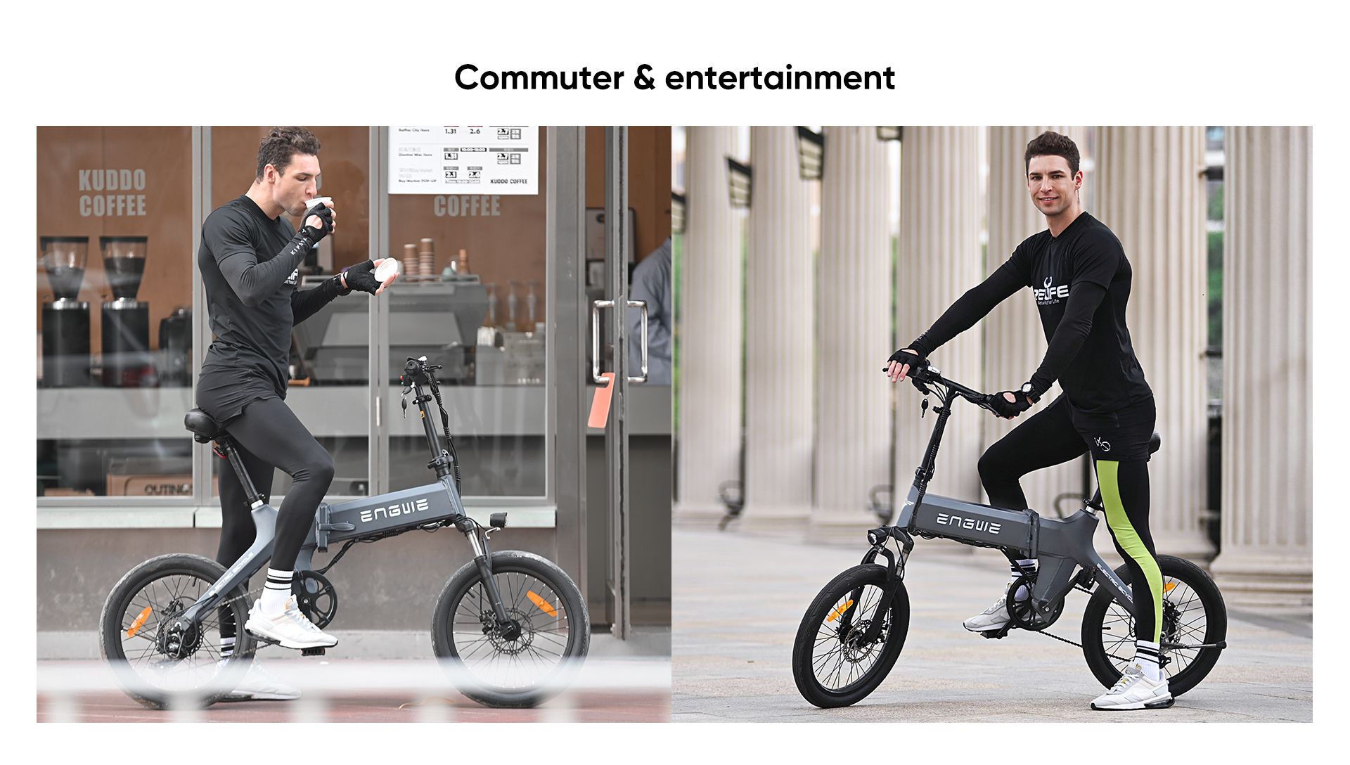 ENGWE C20 Folding Electric Bicycle 20 Inch Tires 250W Brushless Motor 36V 10.4Ah Battery 25km/h Max Speed - Black