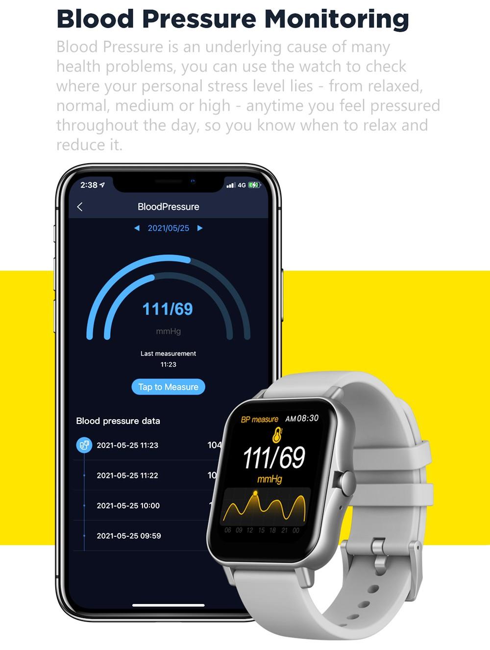 Zeblaze GTS 2 1.69 Inch Bluetooth Calling Receive/Make Call Music Player Blood Pressure Smart watch Gold
