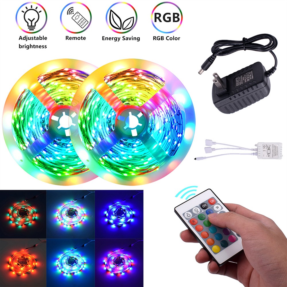 12V-2835 RGB 10 Meters 24 Keys 300 Lights 40W White Light Strip Non-Waterproof/Non-Adhesive Version - Dual Plate
