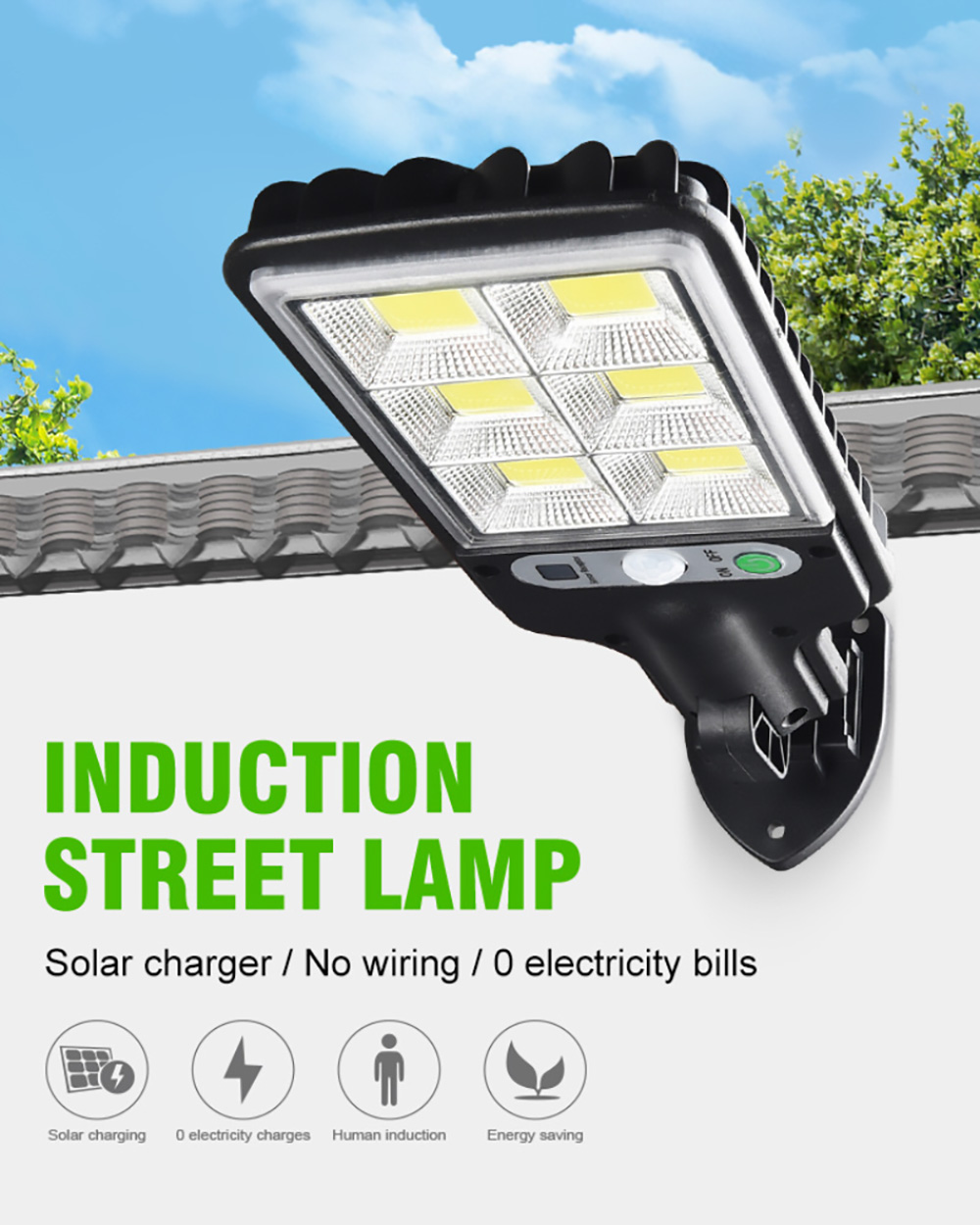 616C 30COB Solar LED Wall Lamp with Human Body Induction for Garden & Outdoor