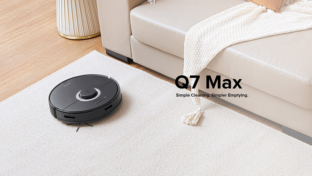 Roborock Q7 Max Robot Vacuum Cleaner 2 In 1 Vacuuming and Mopping 4200Pa Powerful Suction LDS Navigation 3D Mapping with 470ml Dustbin 350ml Water Tank 5200mAh Battery APP Control - Black