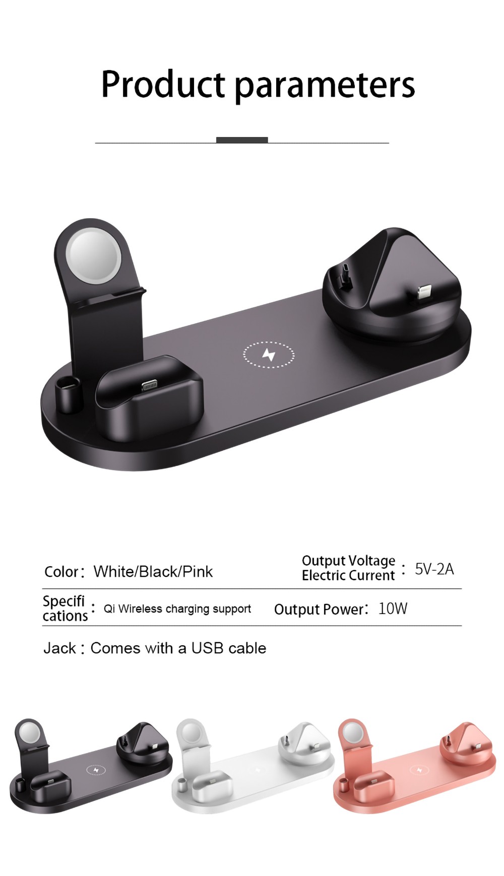 7 in 1 Wireless Charger Fast Charging For iPhone - Black