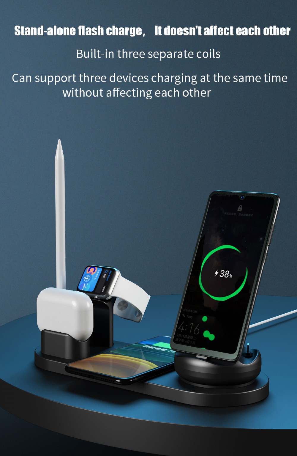 7 in 1 Wireless Charger Fast Charging For iPhone - White