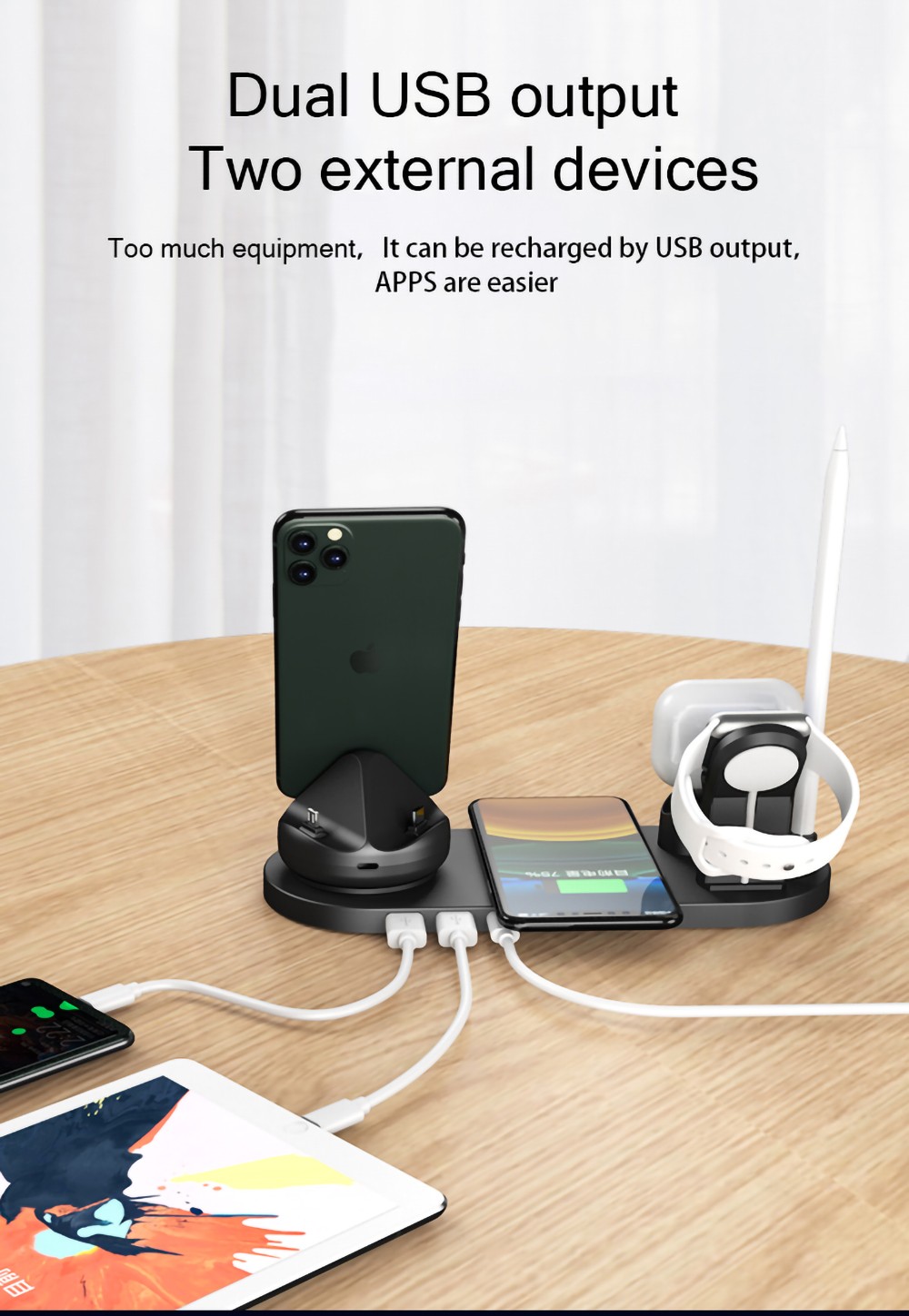 7 in 1 Wireless Charger Fast Charging For iPhone - White