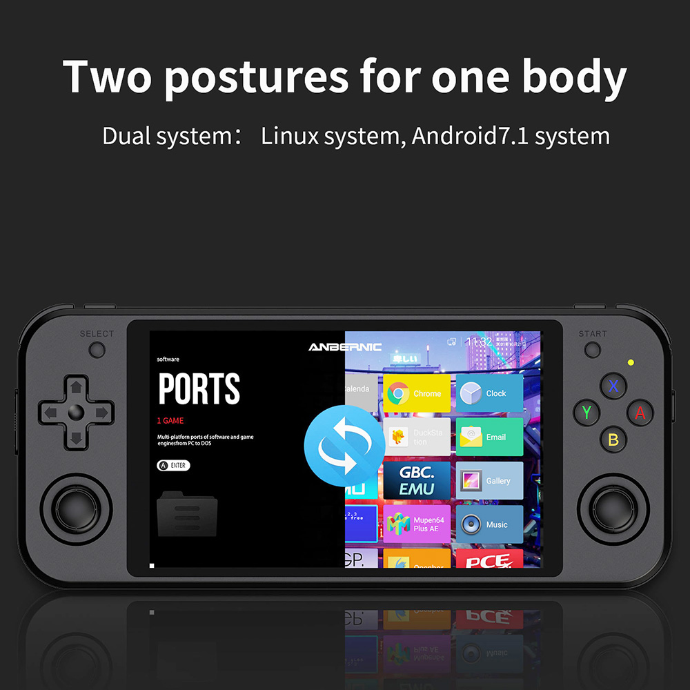 Anbernic RG552 Handheld Game Console 5.36'' Super Large IPS Screen Android & Linux System Support Dual TF Card Black