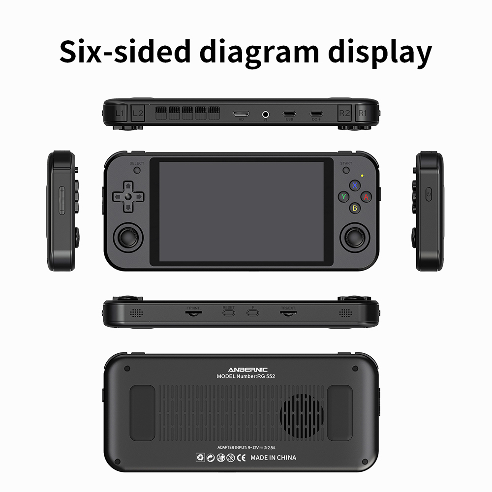 Anbernic RG552 Handheld Game Console 5.36'' Super Large IPS Screen Android & Linux System Support Dual TF Card Black