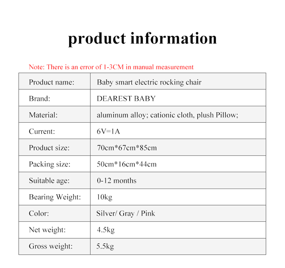 DEAREST Smart Electric Baby Cradle Crib Rocking Chair Newborn Calm Chair Baby Bouncer Bluetooth with Remote Control