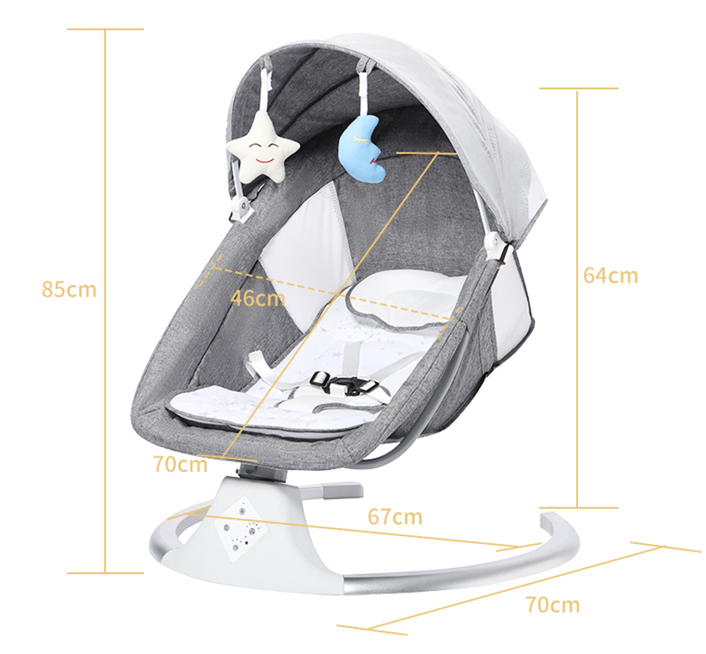 DEAREST Smart Electric Baby Cradle Crib Rocking Chair Newborn Calm Chair Baby Bouncer Bluetooth with Remote Control