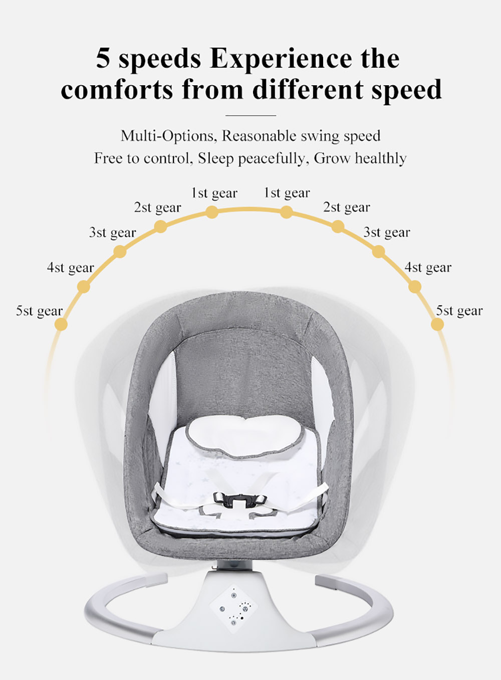 DEAREST Smart Electric Baby Cradle Crib Rocking Chair Newborn Calm Chair Baby Bouncer Bluetooth with Remote Control