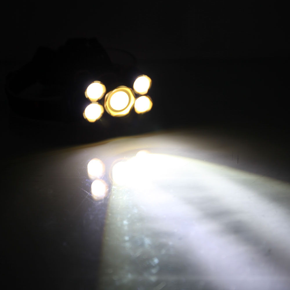 DG05 4.2V 20W 2400LM 5T6 Flexible Zoom Highlight Headlamp for Outdoor Indoor Golden Head