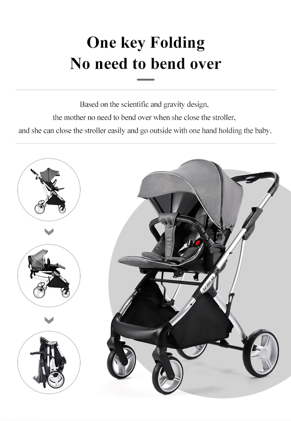 Dearest 1108 Baby Stroller 3 in 1 Infant Car Seat Carrier Infant Bassinet Toddler Stroller Spine Care One-Piece Seat