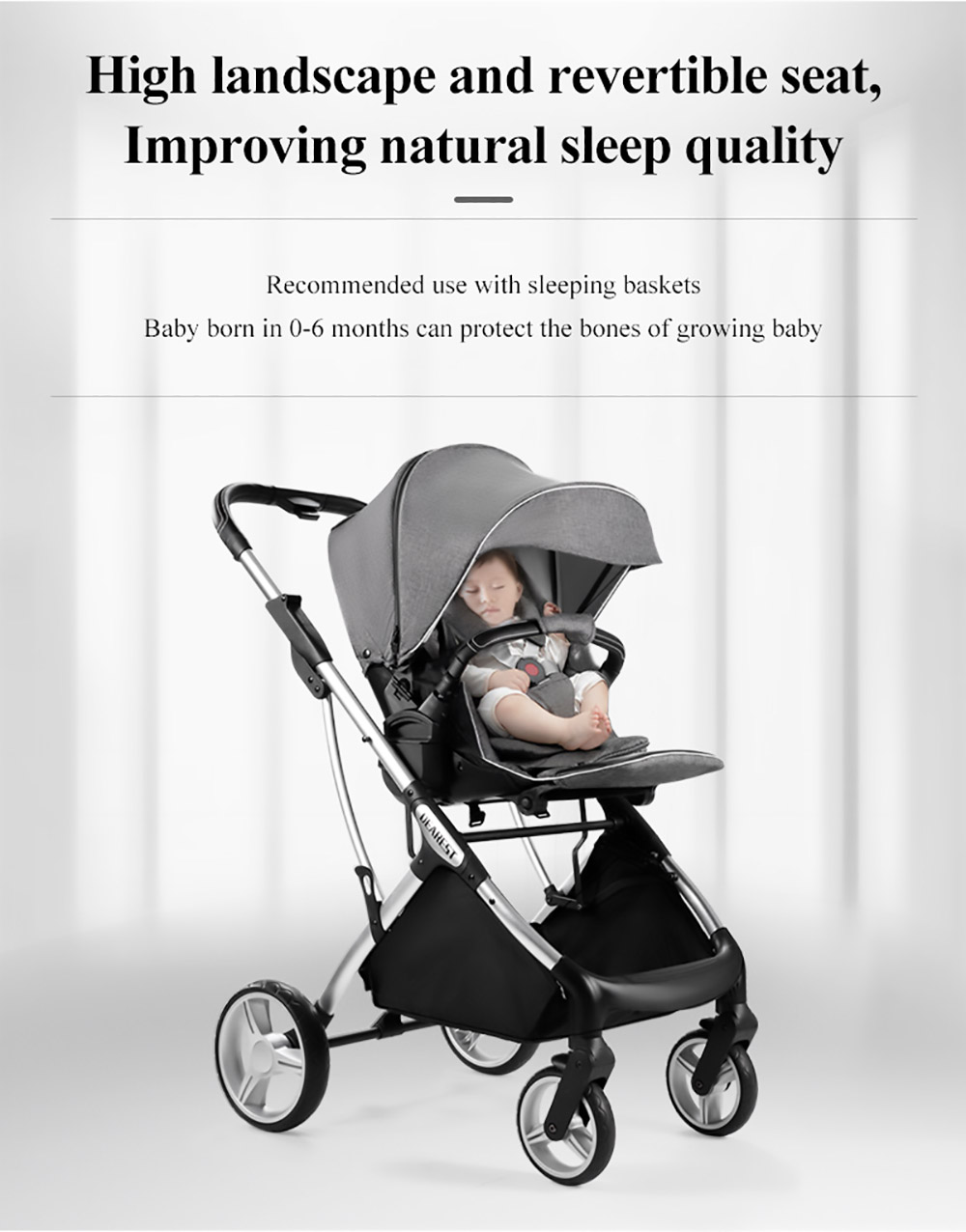 Dearest 1108 Baby Stroller 3 in 1 Infant Car Seat Carrier Infant Bassinet Toddler Stroller Spine Care One-Piece Seat
