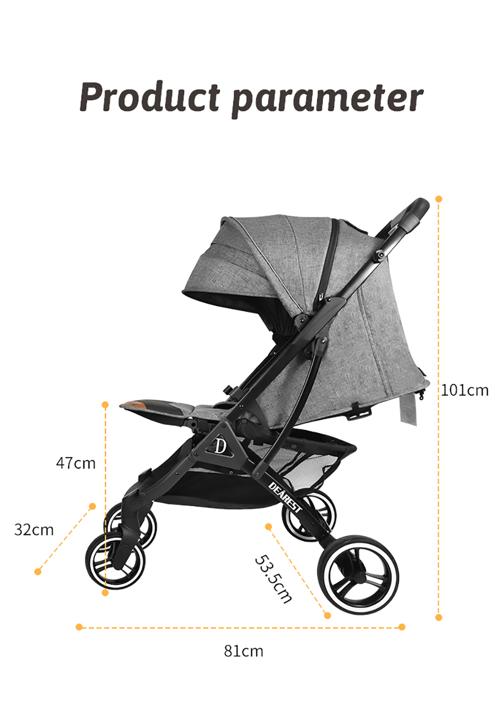 Dearest 819 Baby Infant Stroller with Reversible Seat Breastfeeding Mode Infant Bassinet with Mosquito Repellent Light