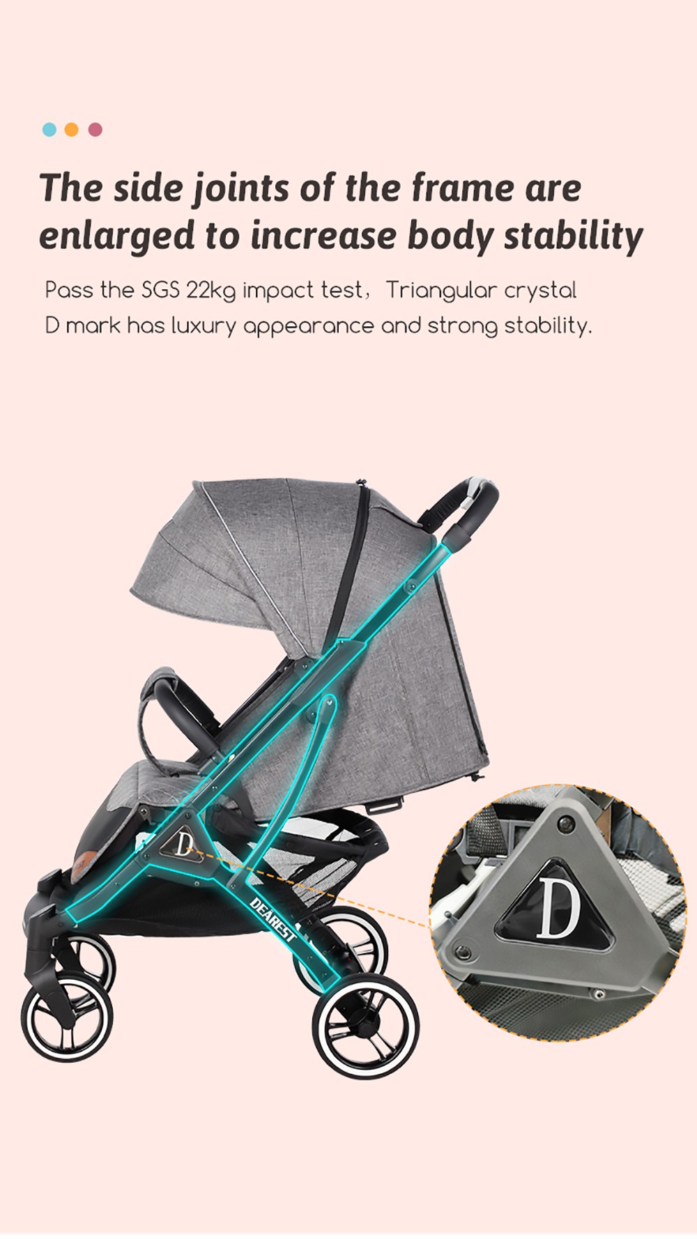 Dearest 819 Baby Infant Stroller with Reversible Seat Breastfeeding Mode Infant Bassinet with Mosquito Repellent Light