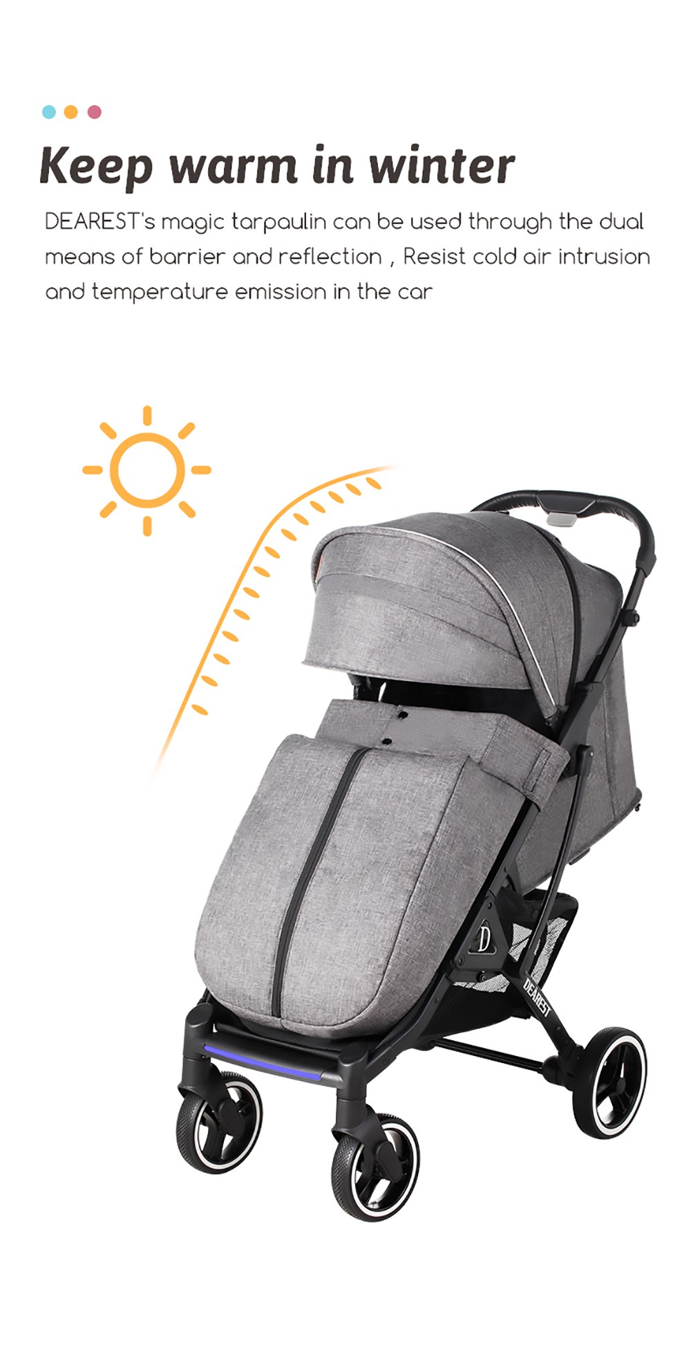Dearest 819 Baby Infant Stroller with Reversible Seat Breastfeeding Mode Infant Bassinet with Mosquito Repellent Light