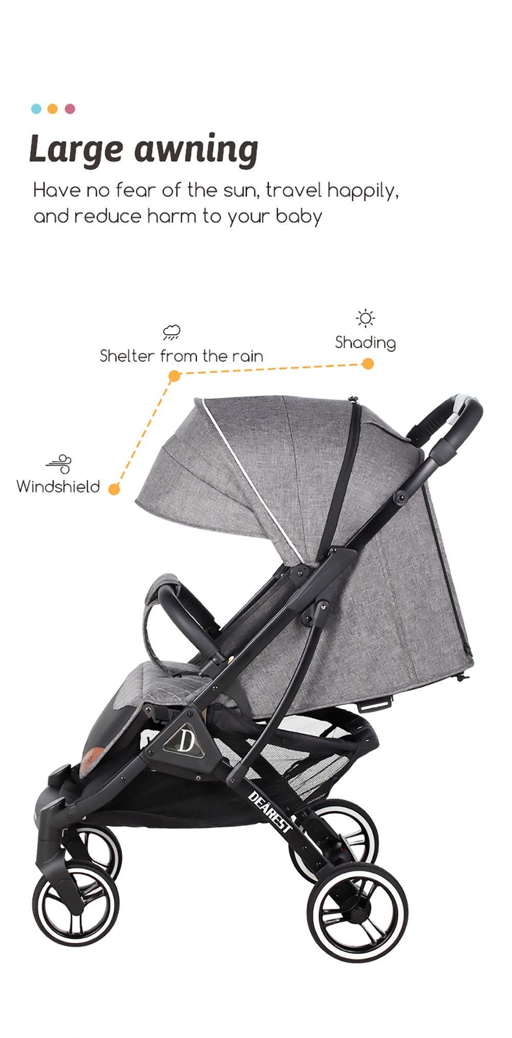 Dearest 819 Baby Infant Stroller with Reversible Seat Breastfeeding Mode Infant Bassinet with Mosquito Repellent Light