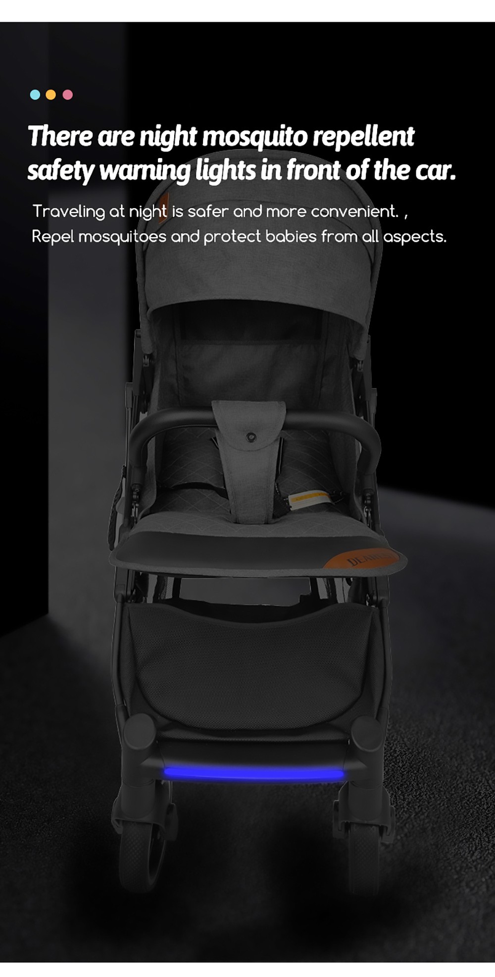Dearest 819 Baby Infant Stroller with Reversible Seat Breastfeeding Mode Infant Bassinet with Mosquito Repellent Light