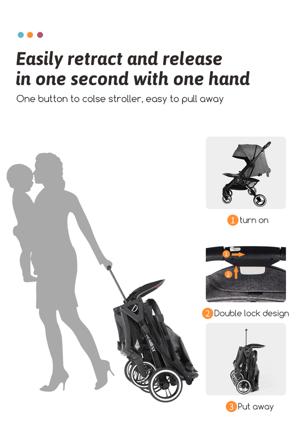 Dearest 819 Baby Infant Stroller with Reversible Seat Breastfeeding Mode Infant Bassinet with Mosquito Repellent Light