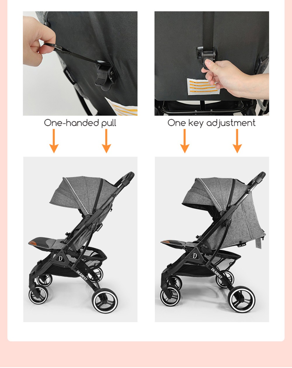Dearest 819 Baby Infant Stroller with Reversible Seat Breastfeeding Mode Infant Bassinet with Mosquito Repellent Light