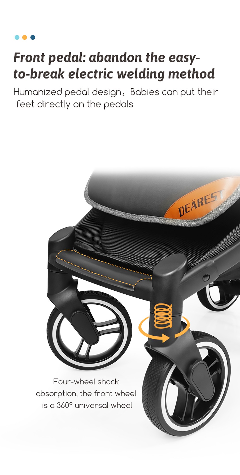 Dearest 819 Baby Infant Stroller with Reversible Seat Breastfeeding Mode Infant Bassinet with Mosquito Repellent Light
