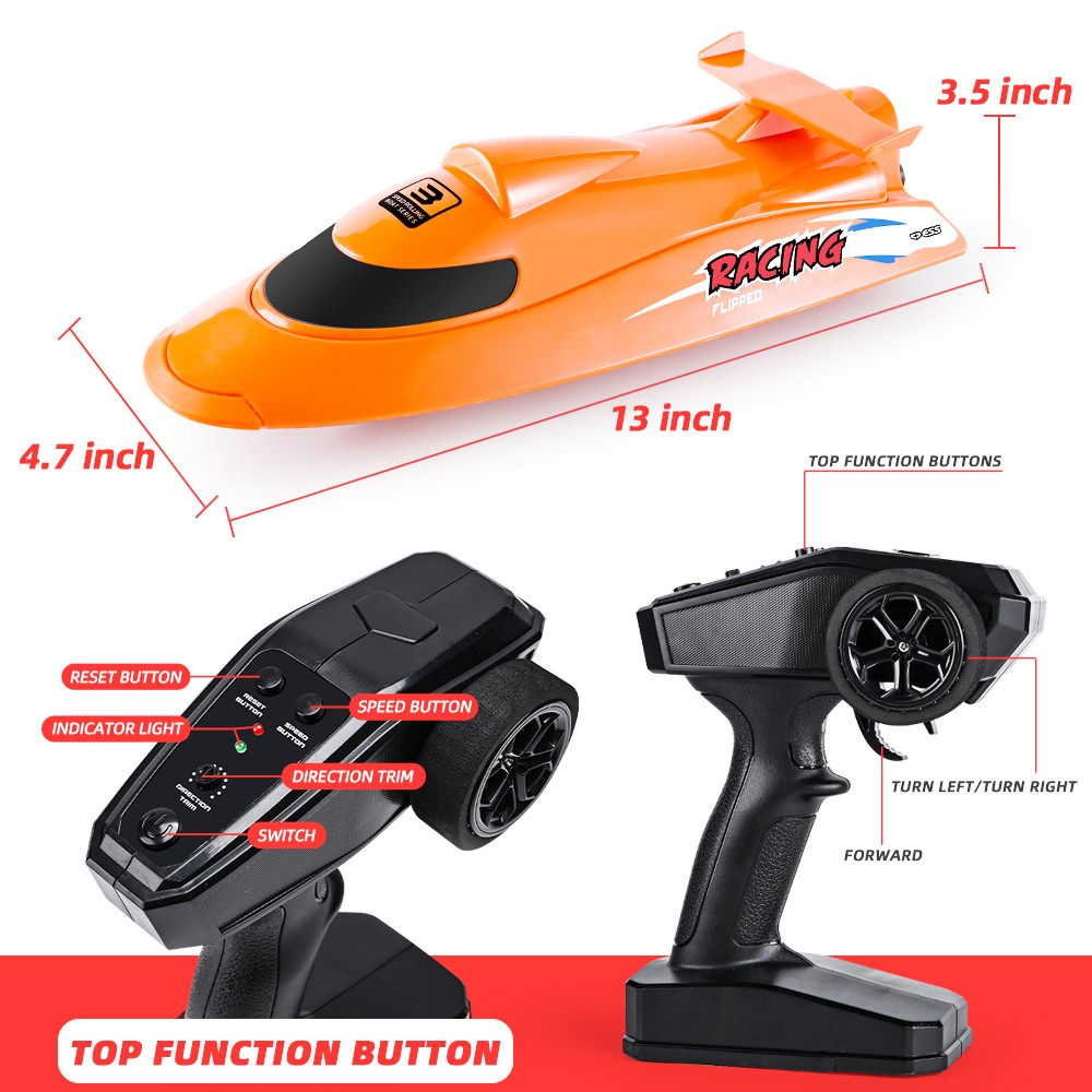 Flytec V009 30KM High Speed RC Jet Boat With Self-righting Feature For Pool and Lakes - Orange