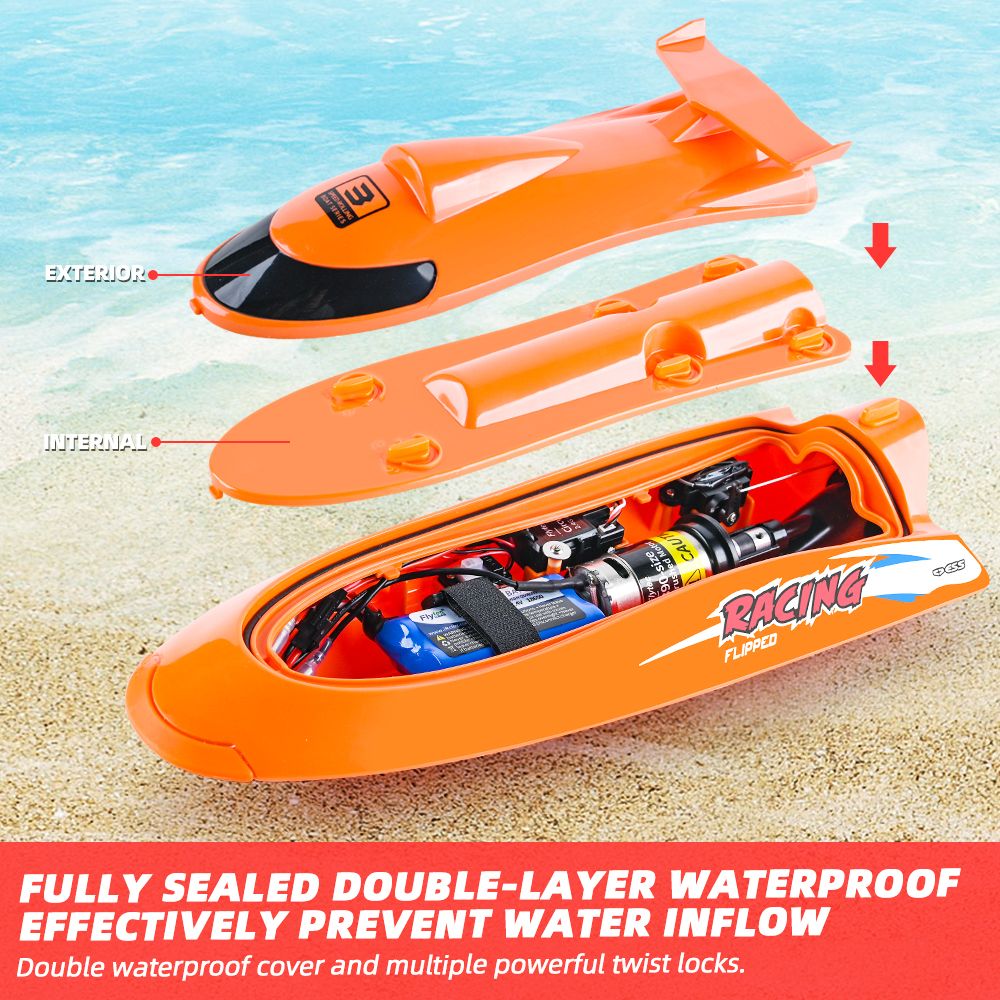 Flytec V009 30KM High Speed RC Jet Boat With Self-righting Feature For Pool and Lakes - Orange