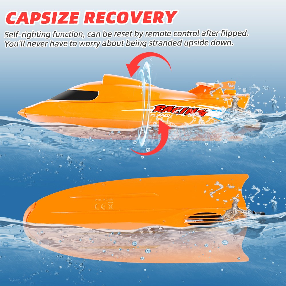Flytec V009 30KM High Speed RC Jet Boat With Self-righting Feature For Pool and Lakes - Orange