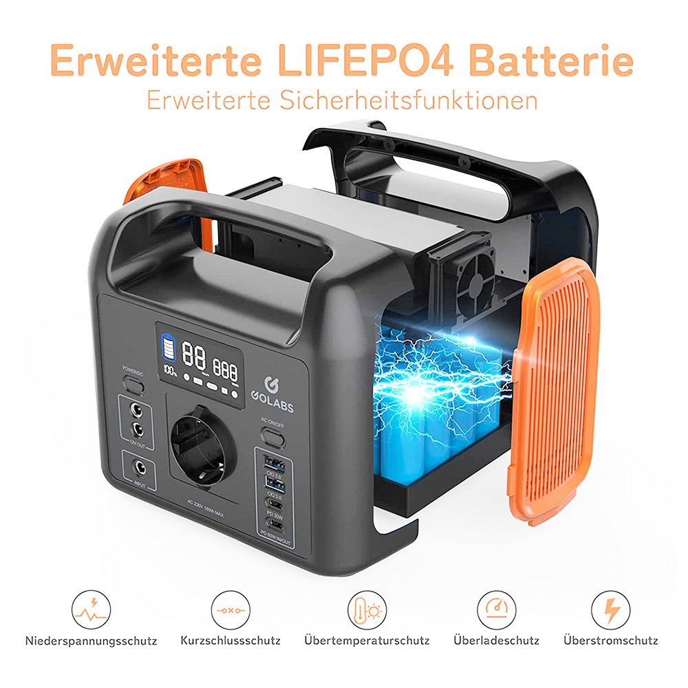 GOLABS R150 204Wh Portable Power Station LiFePO4 Battery for Outdoors Camping Fishing Hiking Emergency Home - Orange