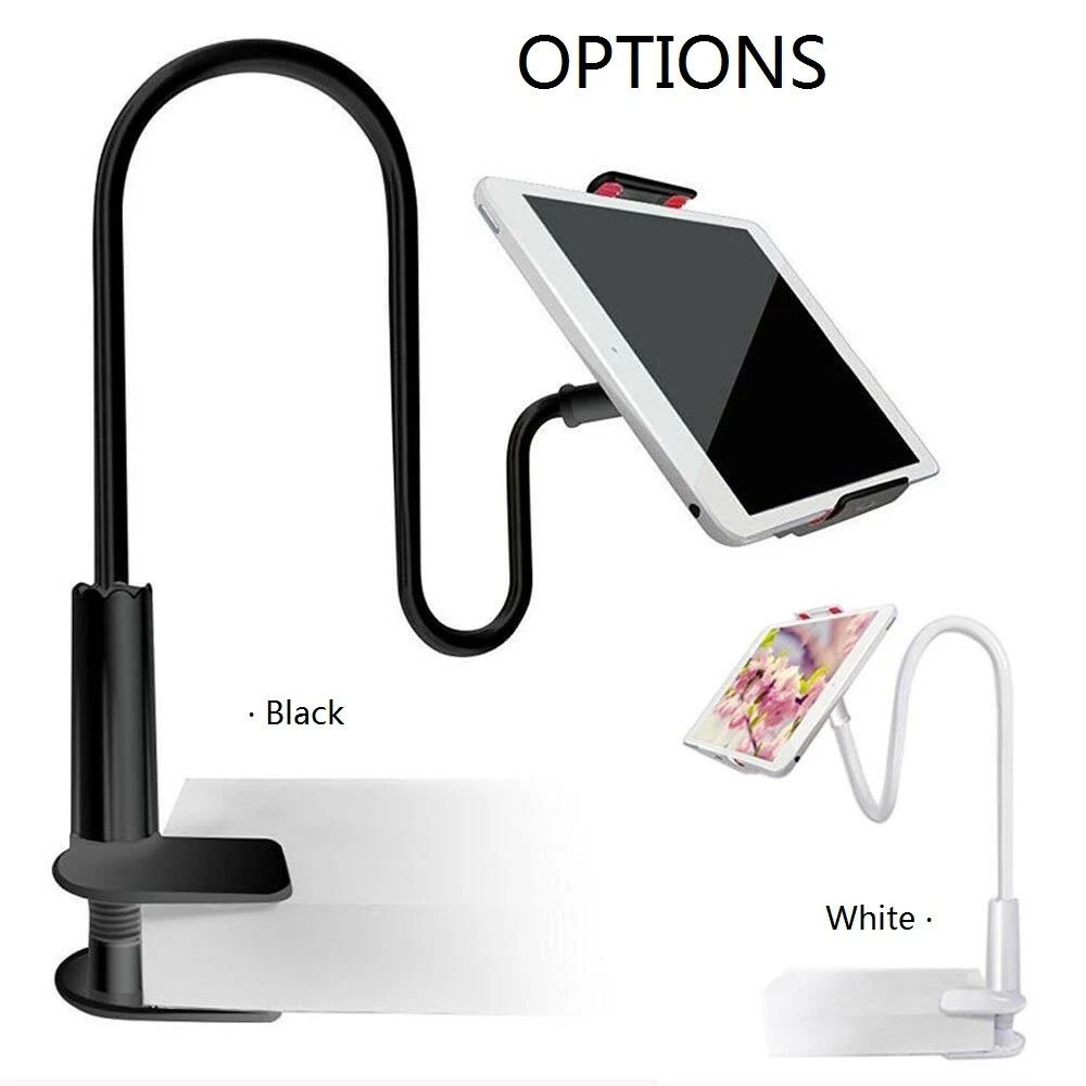 Gooseneck Phone Tablet Holder Flexible Holder for Bed-lazy Arm 360 Adjustable Clam Bracket Stand 80cm - Black