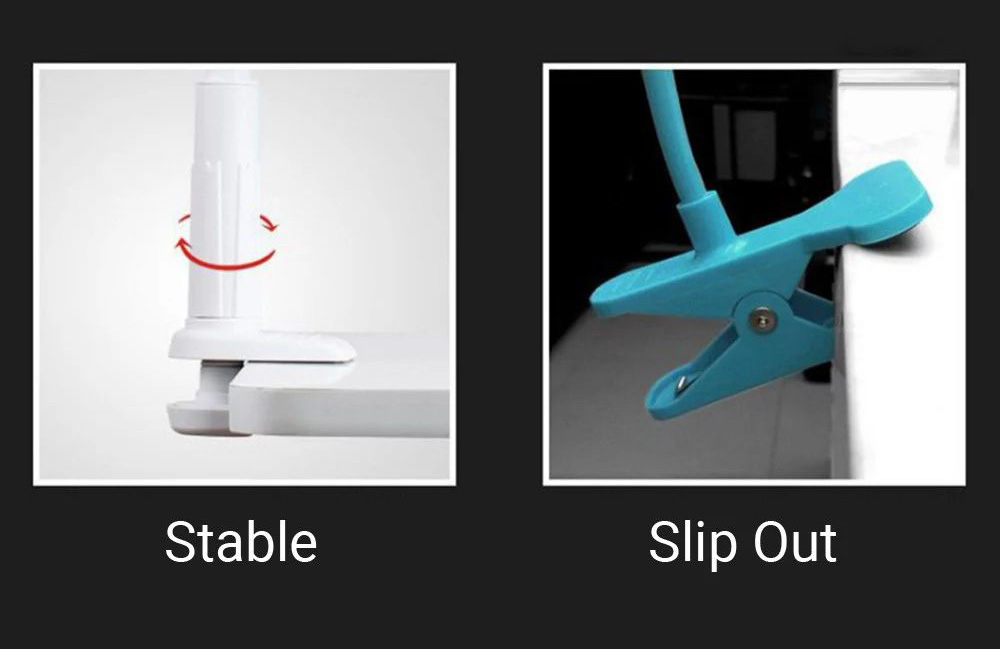 Gooseneck Phone Tablet Holder Flexible Holder for Bed-lazy Arm 360 Adjustable Clam Bracket Stand 80cm - Black