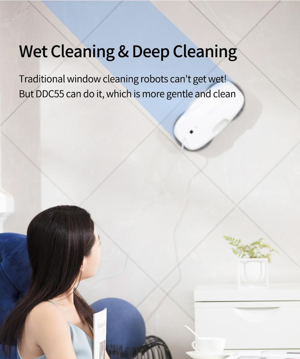 HUTT DDC55 Window Cleaner Robot Window Vacuum Cleaner Glass Cleaning Robotic with Moist Scrubbing and Remote Control