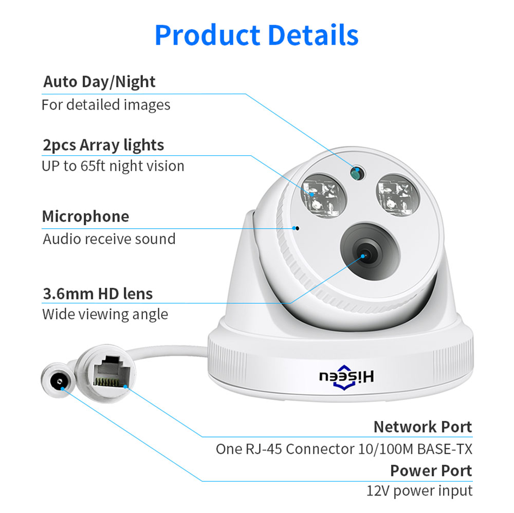Hiseeu 3MP POE IP Security Surveillance Camera H.265 1536P Bullet CCTV IP Camera for POE NVR System Indoor Home IR Cut