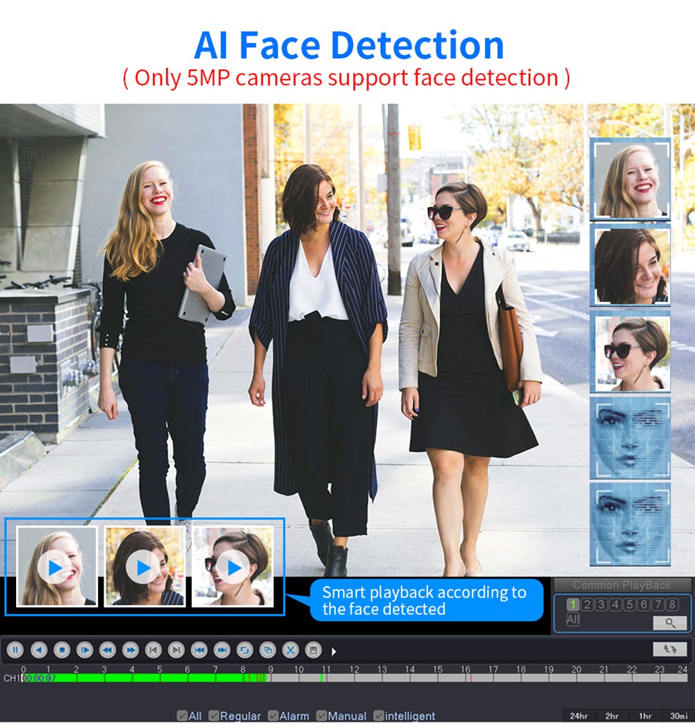 Hiseeu 5MP H.265 8CH POE Security Surveillance Camera System Kit Set AI Face Detection Audio Record IP Home