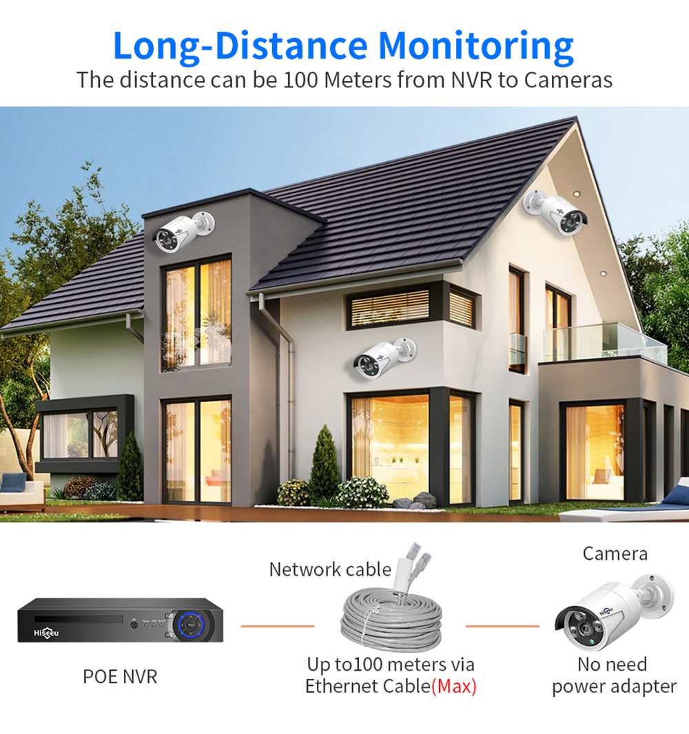 Hiseeu 5MP H.265 8CH POE Security Surveillance Camera System Kit Set AI Face Detection Audio Record IP Home