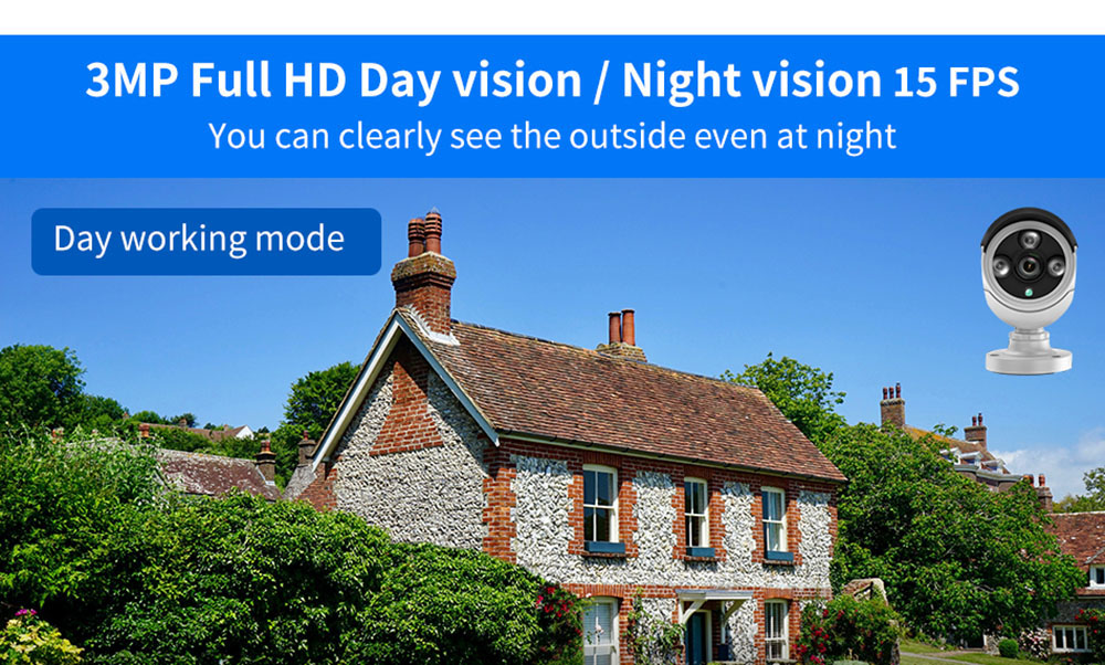 Hiseeu 8CH Wireless NVR 4PCS 3MP Security Cameras with CCTV system kit Outdoor IR Night Vision