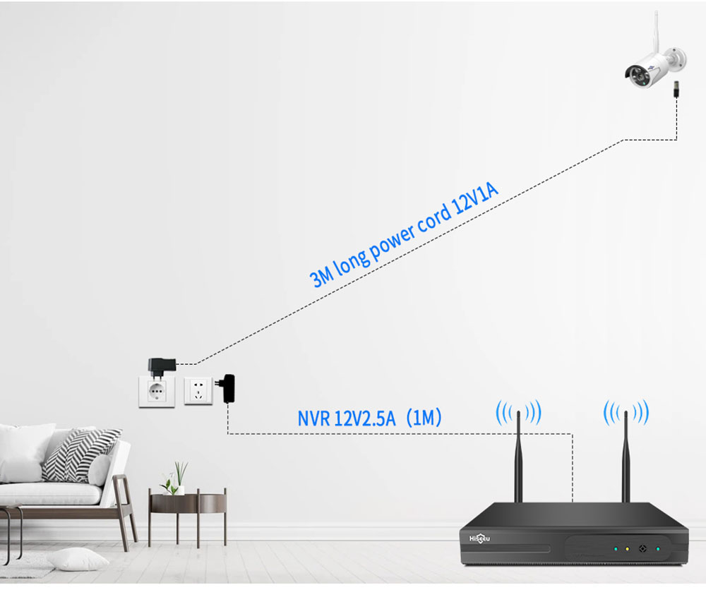 Hiseeu 8CH Wireless NVR 4PCS 3MP Security Cameras with CCTV system kit Outdoor IR Night Vision