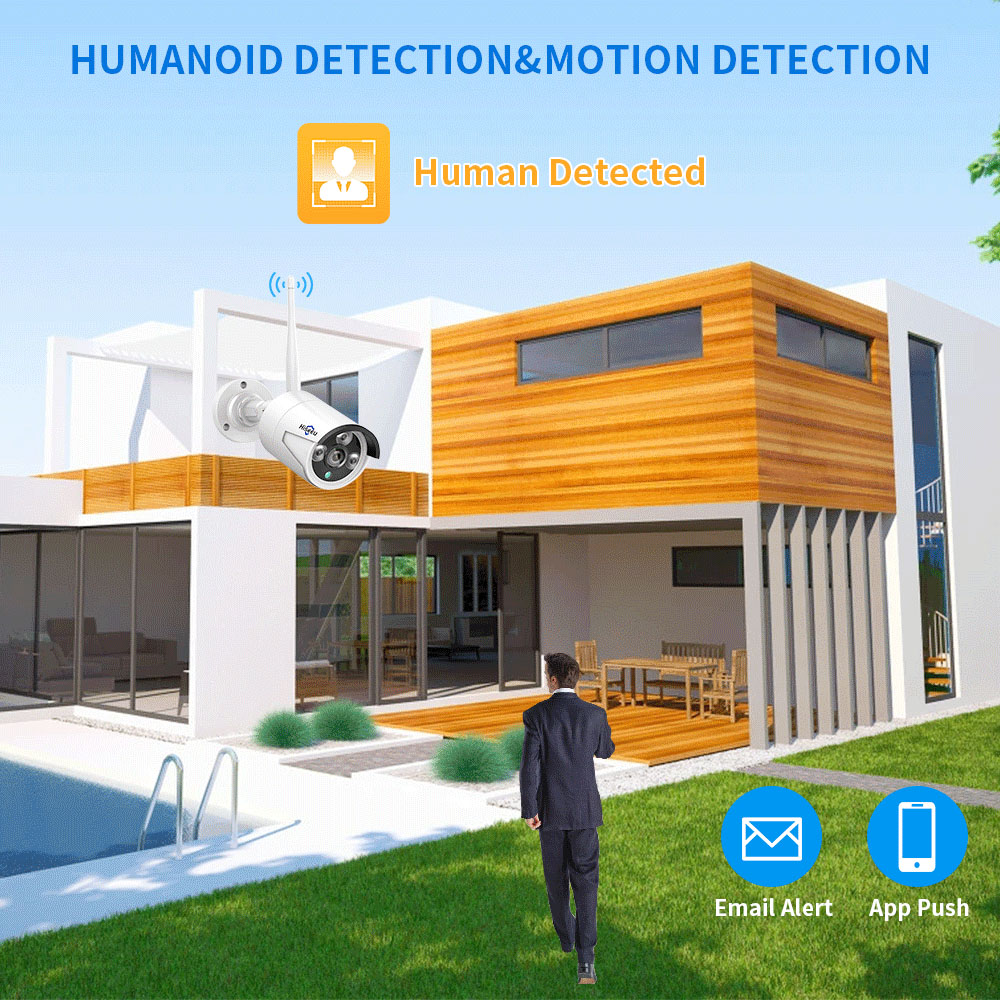 Hiseeu 8CH Wireless NVR 4PCS 3MP Security Cameras with CCTV system kit Outdoor IR Night Vision
