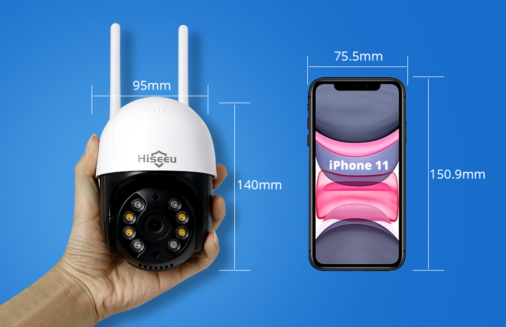 Hiseeu WHD813B 3MP Speed Dome Wireless WIFI Camera 3MP Outdoor 5x Digital Zoom PTZ IP Camera with 64G SD Card