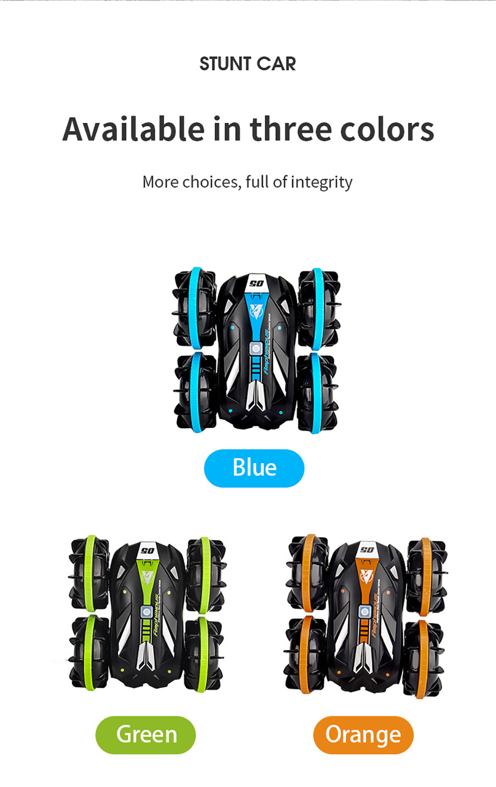 JJRC Q113 1:24 RC Stunt Car 4WD 360 Rotate 2-in-1 Waterproof Water&Land Drift Amphibious Vehicle Models Toy - Blue