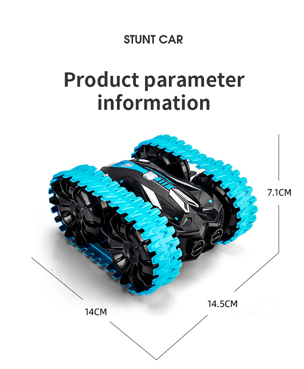 JJRC Q113 1:24 RC Stunt Car 4WD 360 Rotate 2-in-1 Waterproof Water&Land Drift Amphibious Vehicle Models Toy - Blue